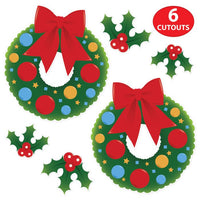 72 Pack Bulk Holly/Wreath Cutout Decorations