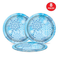 96 Pack Bulk Snowflake 9 inch Paper Plates