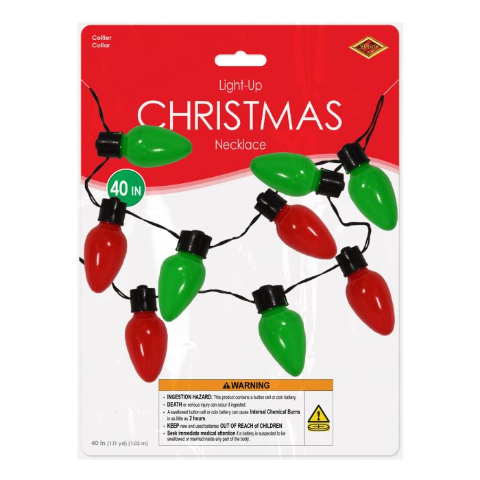 12 Pack Bulk Light-Up Christmas Light Bulb Necklace