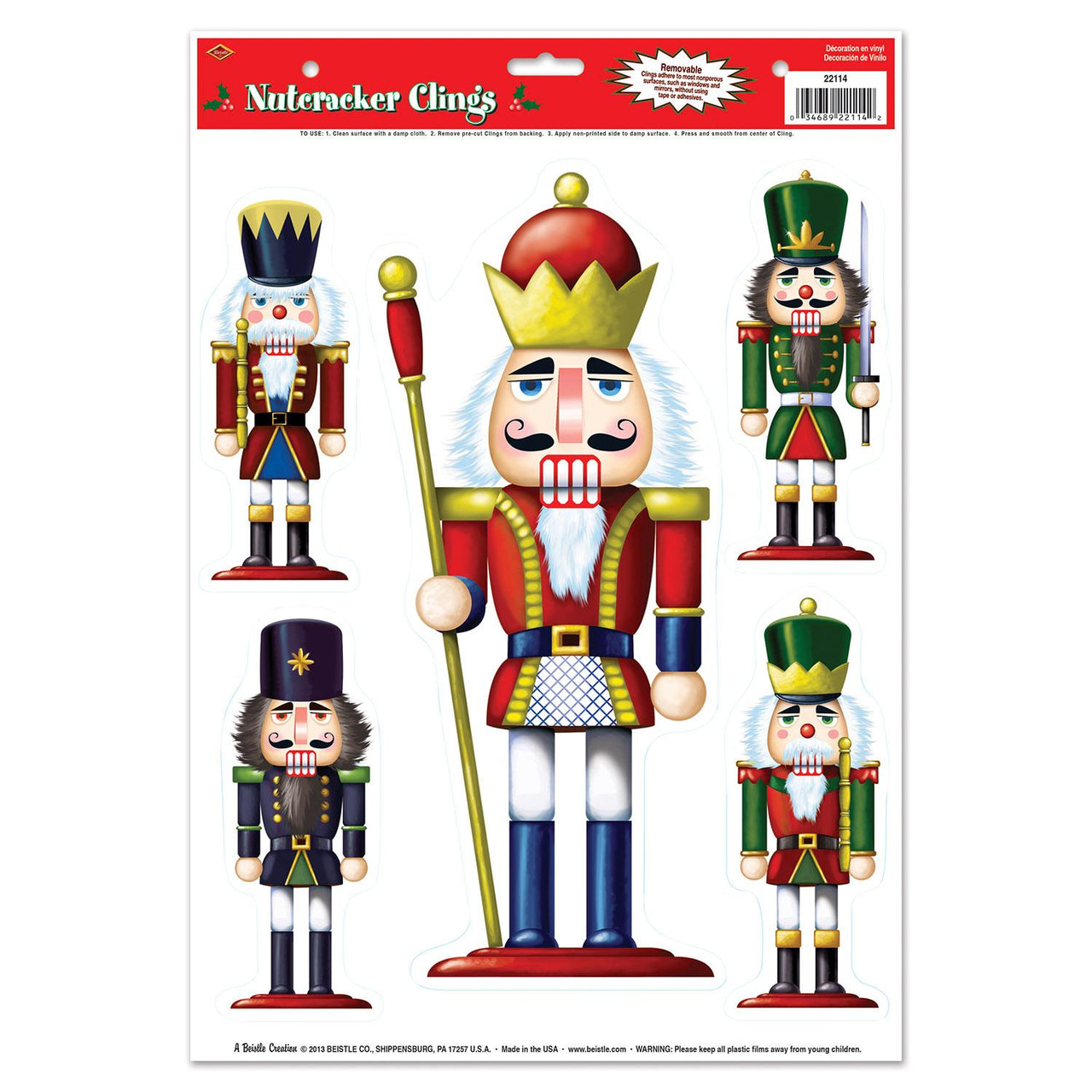 Christmas Nutcracker Clings - Bulk/60 Clings