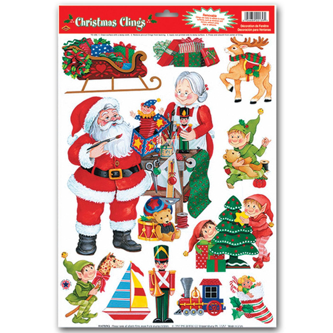 Christmas Santa's Workshop Clings - Bulk/132 Clings