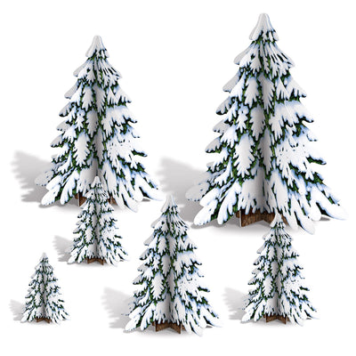 Christmas 3-D Winter Pine Tree Centerpieces - Bulk/72 Centerpieces