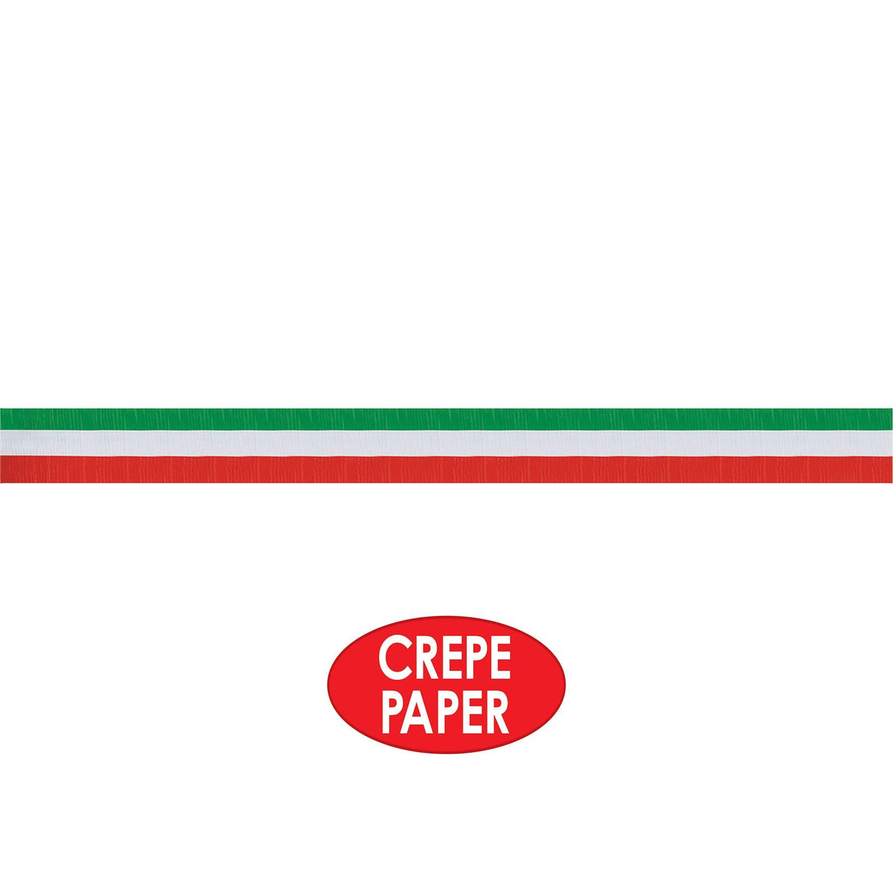 Fire Resistant Red, White & Green Crepe Streamer 