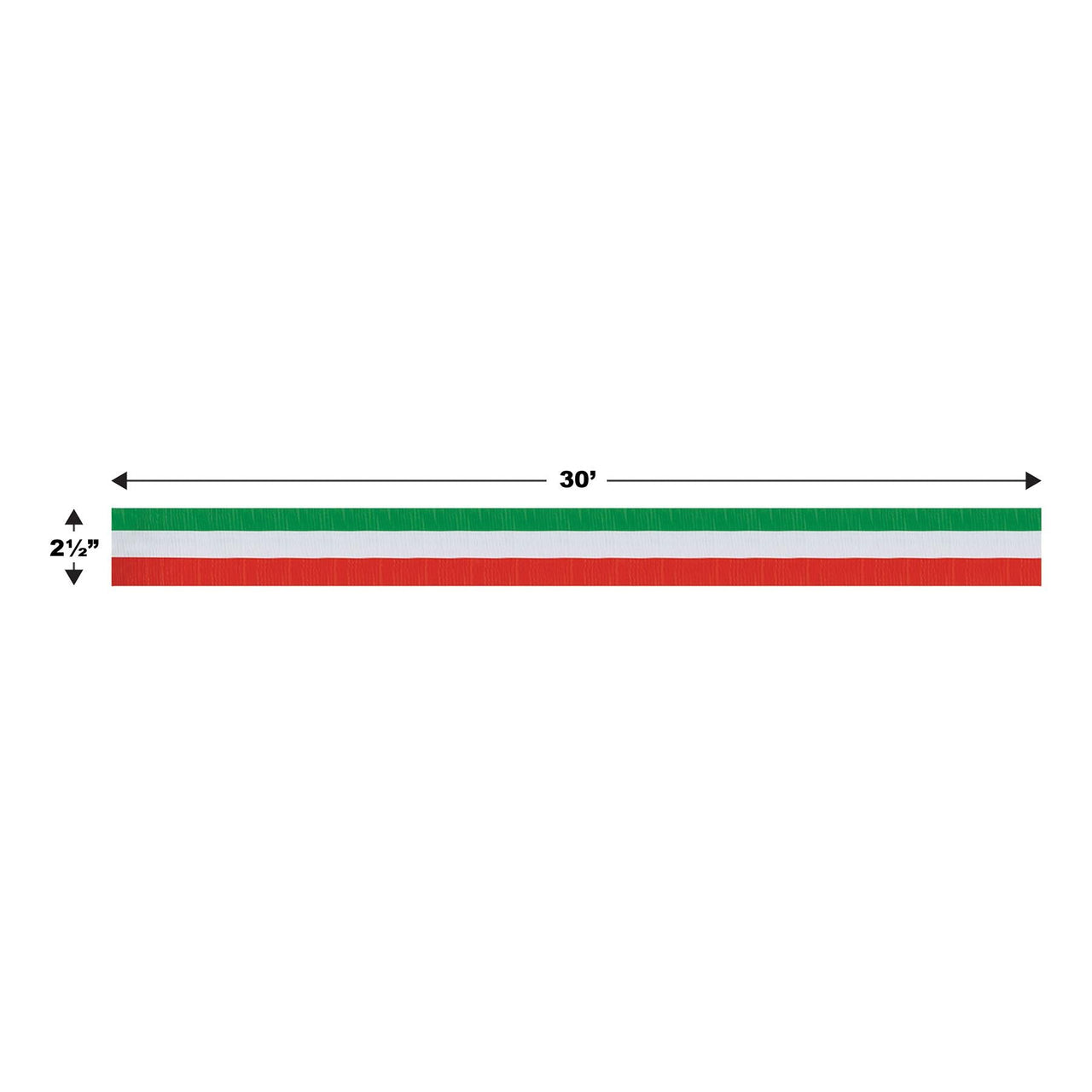 Fire Resistant Red, White & Green Crepe Streamer 