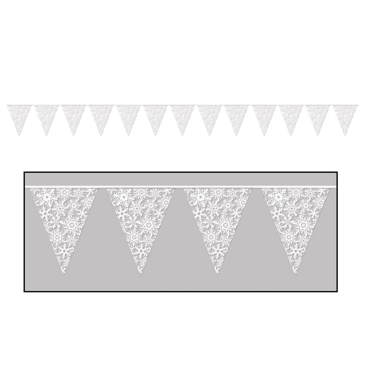Christmas Snowflake Pennant Banner - Bulk 12 Pack