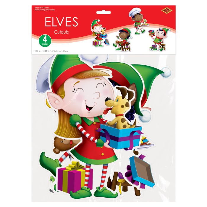48 Pack Bulk Elves Cutout Decorations