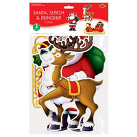 36 Pack Bulk Santa, Sleigh/Reindeer Cutout Decorations