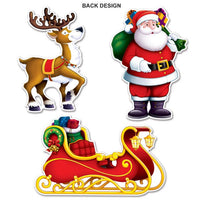 36 Pack Bulk Santa, Sleigh/Reindeer Cutout Decorations