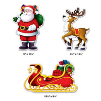 36 Pack Bulk Santa, Sleigh/Reindeer Cutout Decorations