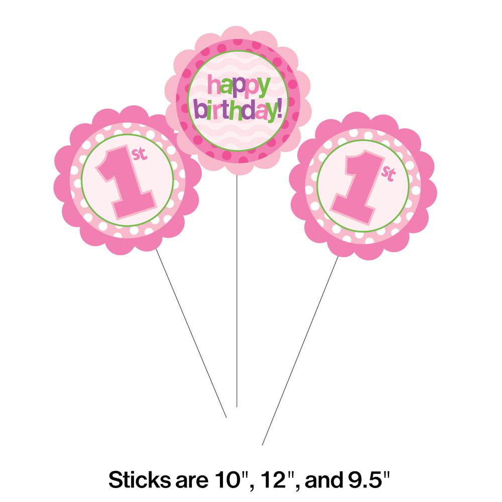 18ct Bulk 1st Birthday Girl Centerpiece Sticks