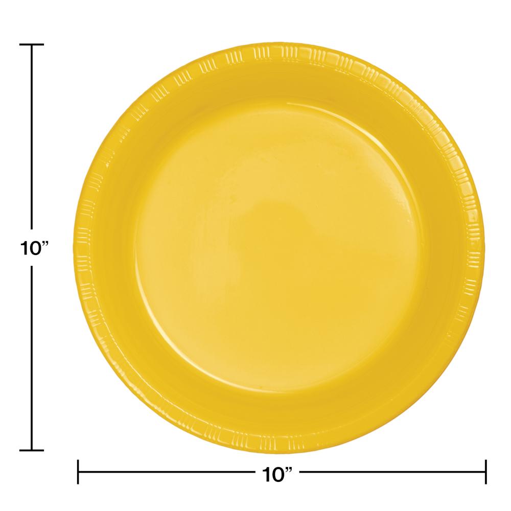 School Bus Yellow Plastic Banquet Plates, 20 ct
