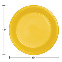 School Bus Yellow Plastic Banquet Plates, 20 ct