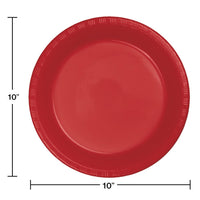 240ct Bulk Classic Red Plastic Banquet Plates