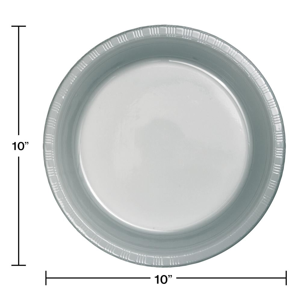240ct Bulk Shimmering Silver Plastic Banquet Plates
