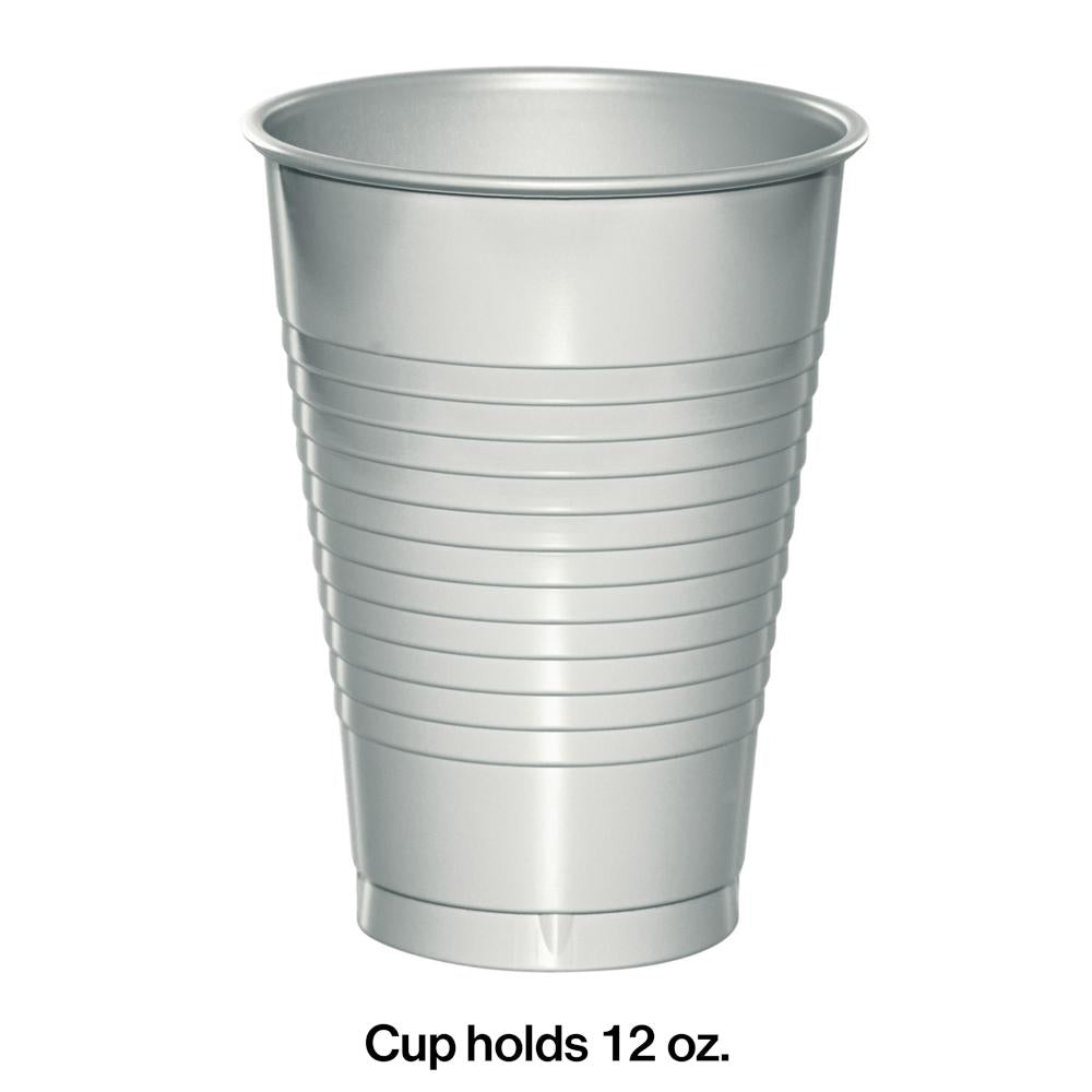 240ct Bulk Shimmering Silver 12 oz Plastic Cups
