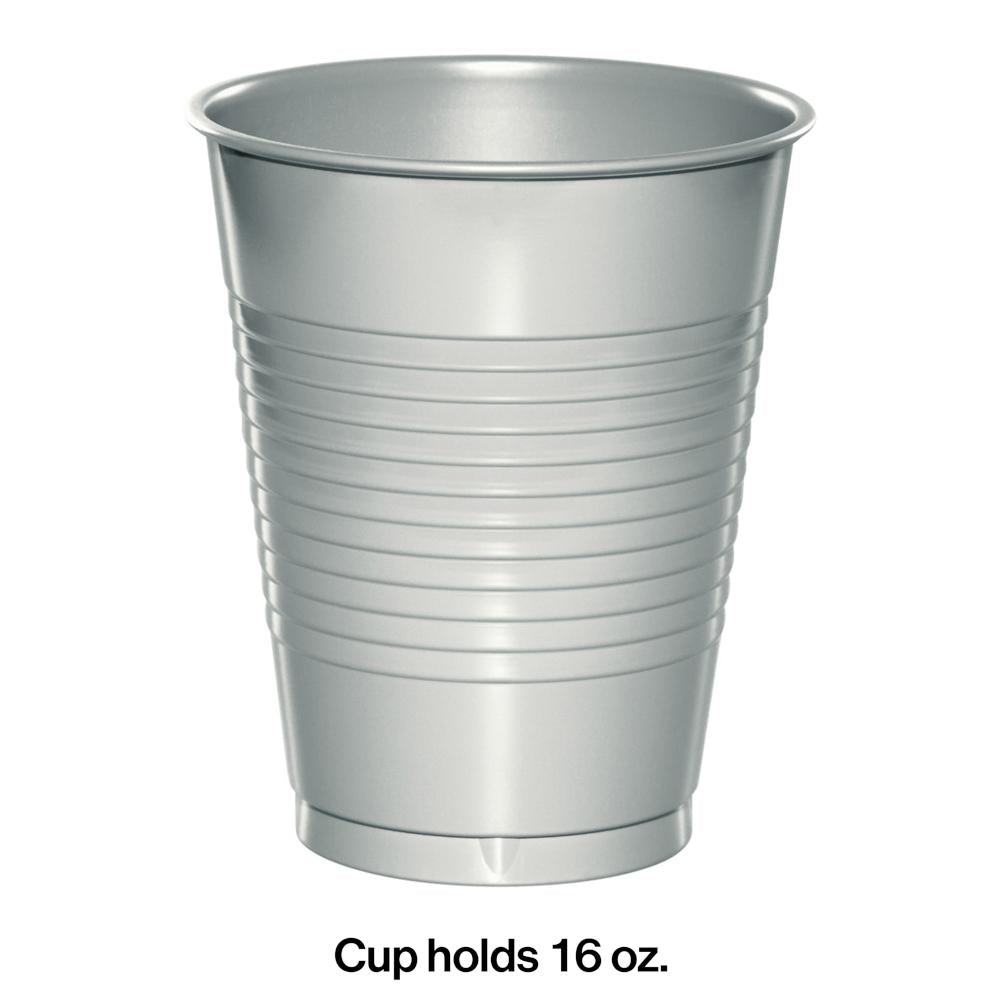 Shimmering Silver Plastic Cups, 20 ct Party Decoration