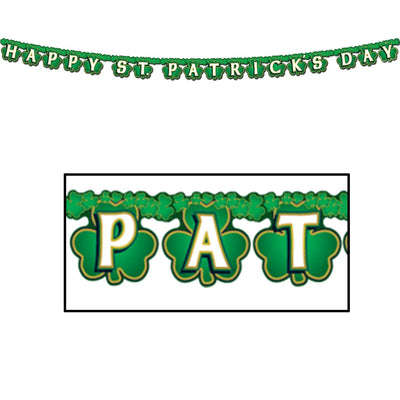 Shamrock Happy St Patrick's Day Streamer - Bulk 12 Pack