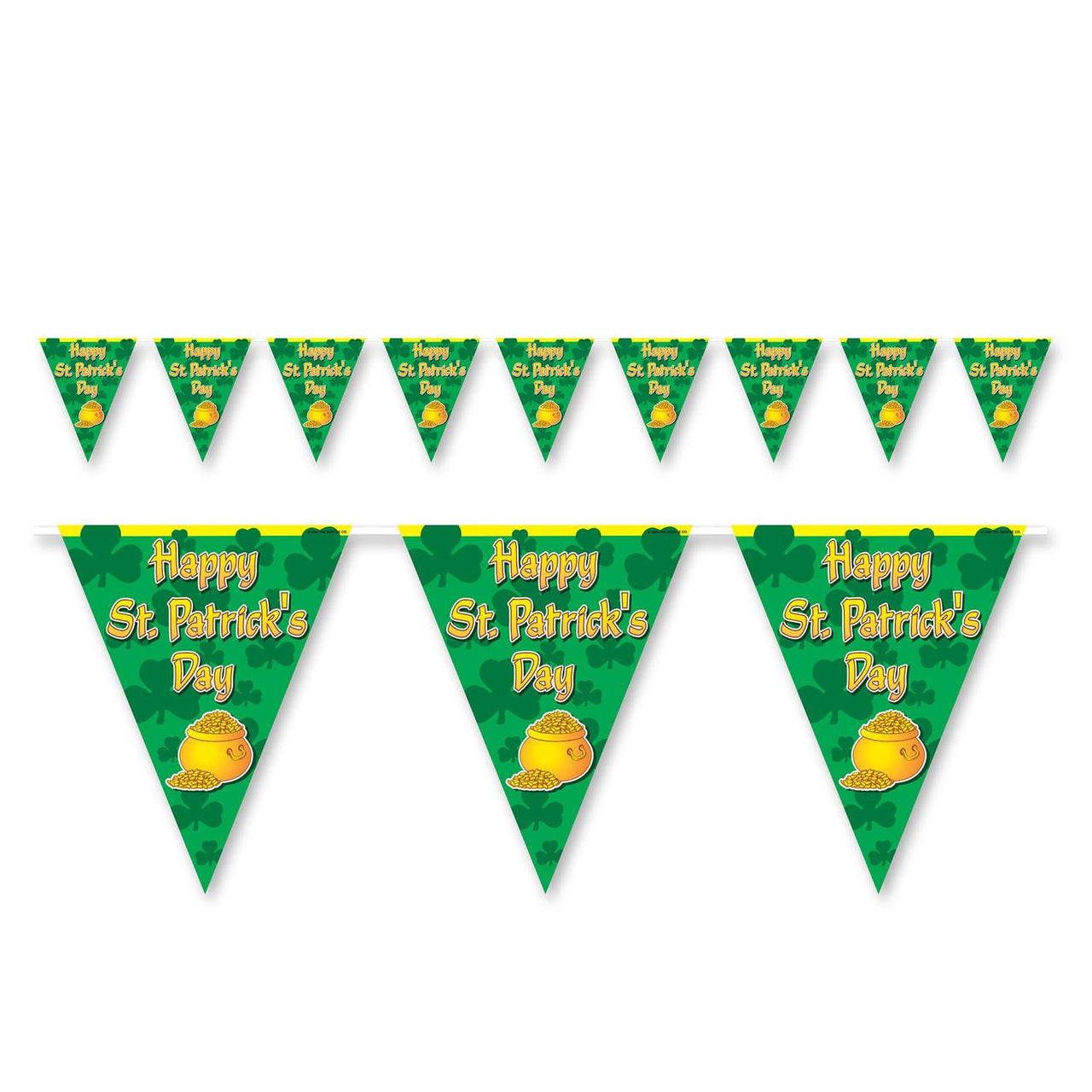 Happy St Patrick's Day Pennant Banner - Bulk 12 Pack
