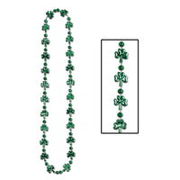 St. Patrick's Day Shamrock Bead Necklaces (144 Bead Necklaces Per Case) - Bulk 144 Pack