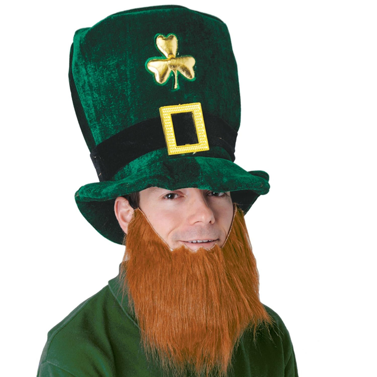 St. Patrick's Day Plush Leprechaun Hat with Beard - Bulk/6 Hat/Beards
