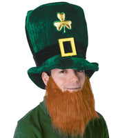 St. Patrick's Day Plush Leprechaun Hat with Beard - Bulk/6 Hat/Beards