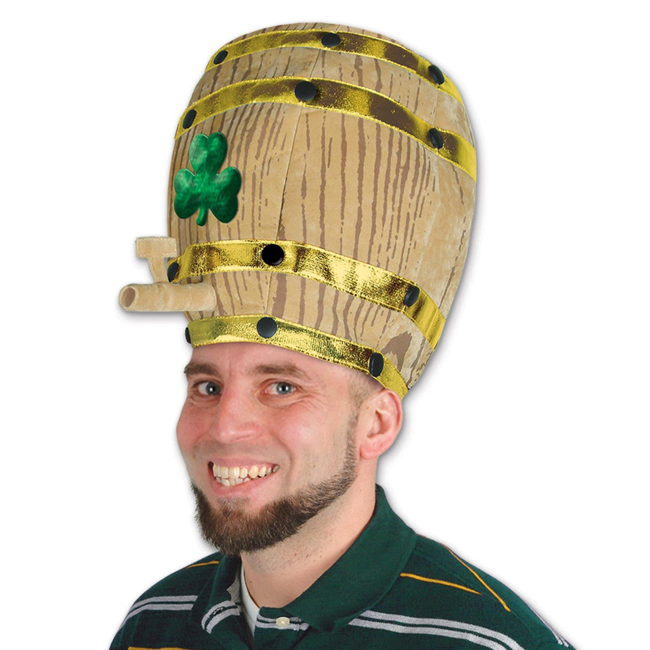 St. Patrick's Day Plush Shamrock Beer Barrel Hat - Bulk 6 Pack