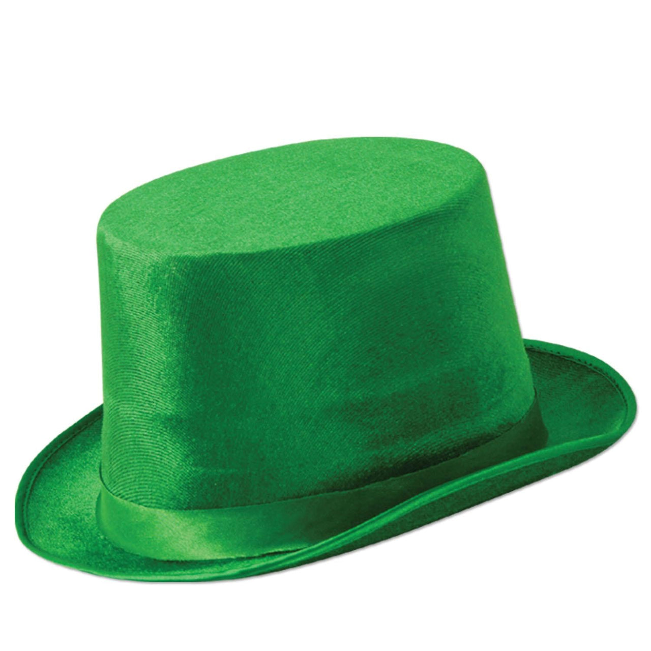 St. Patrick's Day Green Vel-Felt Top Hat - Bulk 12 Pack