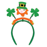 St. Patrick's Day Glittered Shamrock Boppers w/ Leprechaun - Bulk 12 Pack