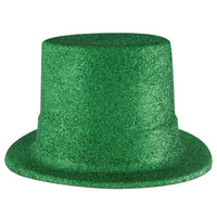 St. Patricks Day Party Green Glittered Top Hat - Bulk 24 Pack