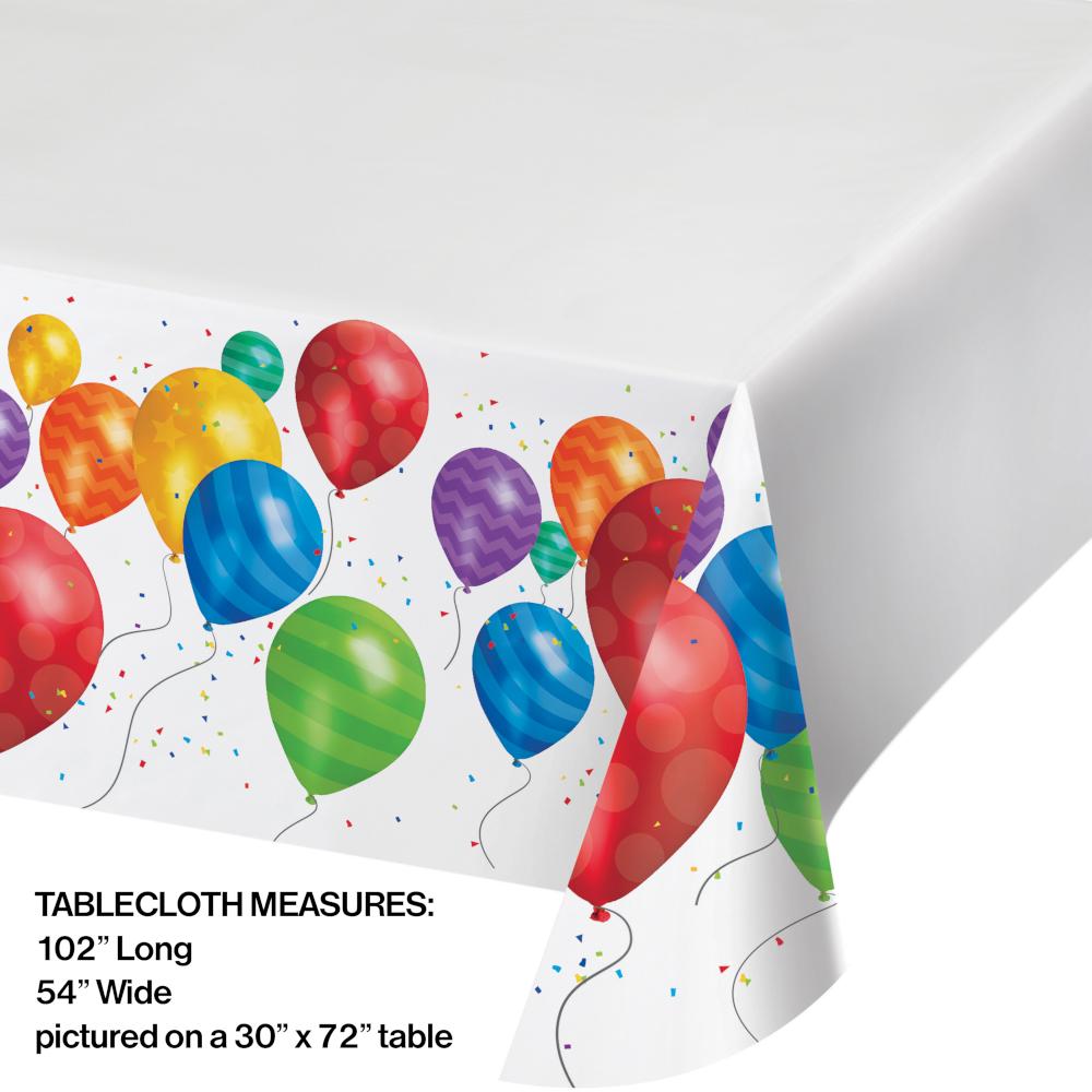 6 pc Bulk Balloon Blast Plastic Tablecover 54 inch x102 inch , Border Print