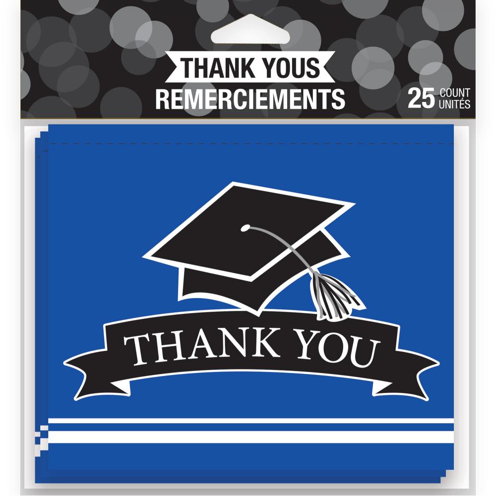 75ct Bulk Graduation School Spirit Blue Thank You Notes
