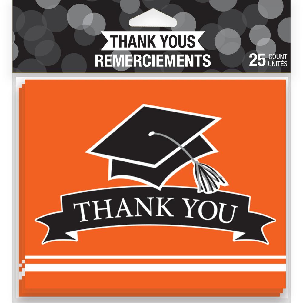 75ct Bulk Graduation School Spirit Orange Thank You Notes