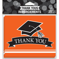 75ct Bulk Graduation School Spirit Orange Thank You Notes