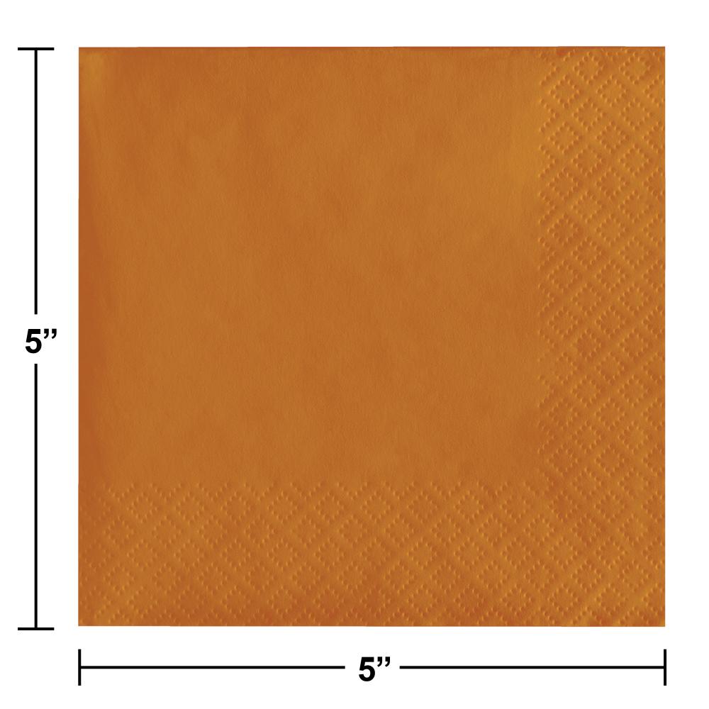 600 pc Bulk Pumpkin Spice Orange Beverage Napkins 2 Ply