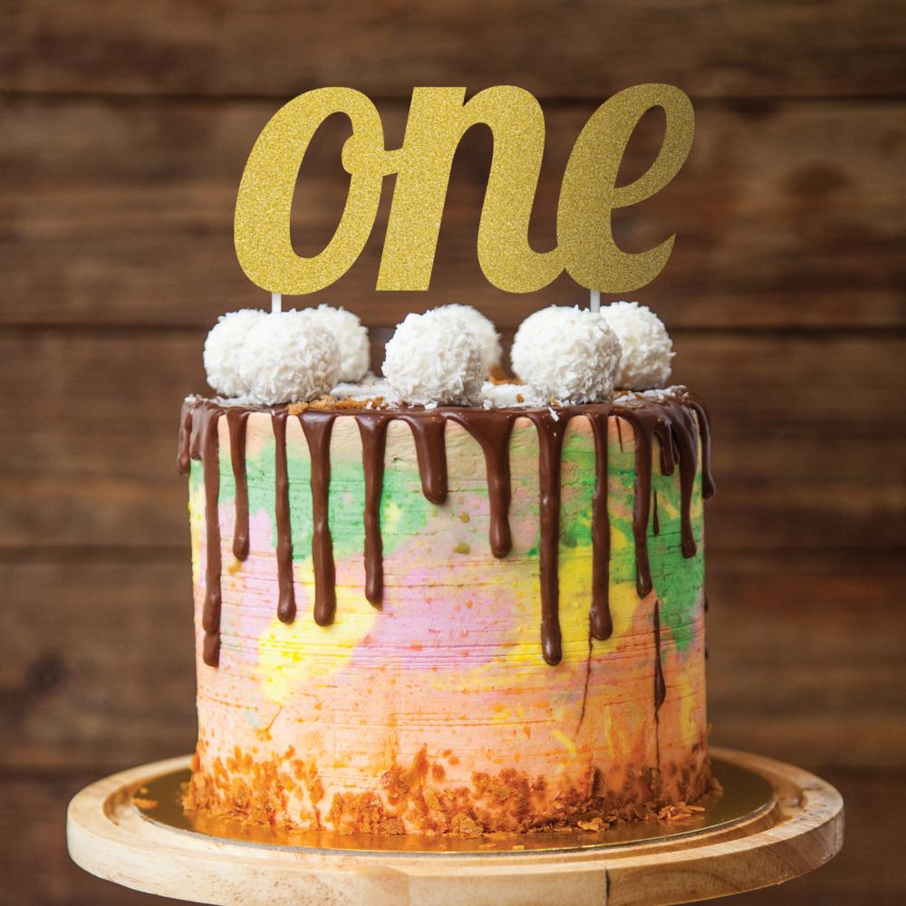 12ct Bulk Gold "One" Birthday Cake Toppers