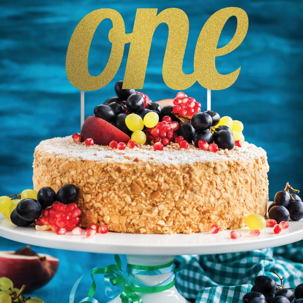 12ct Bulk Gold "One" Birthday Cake Toppers