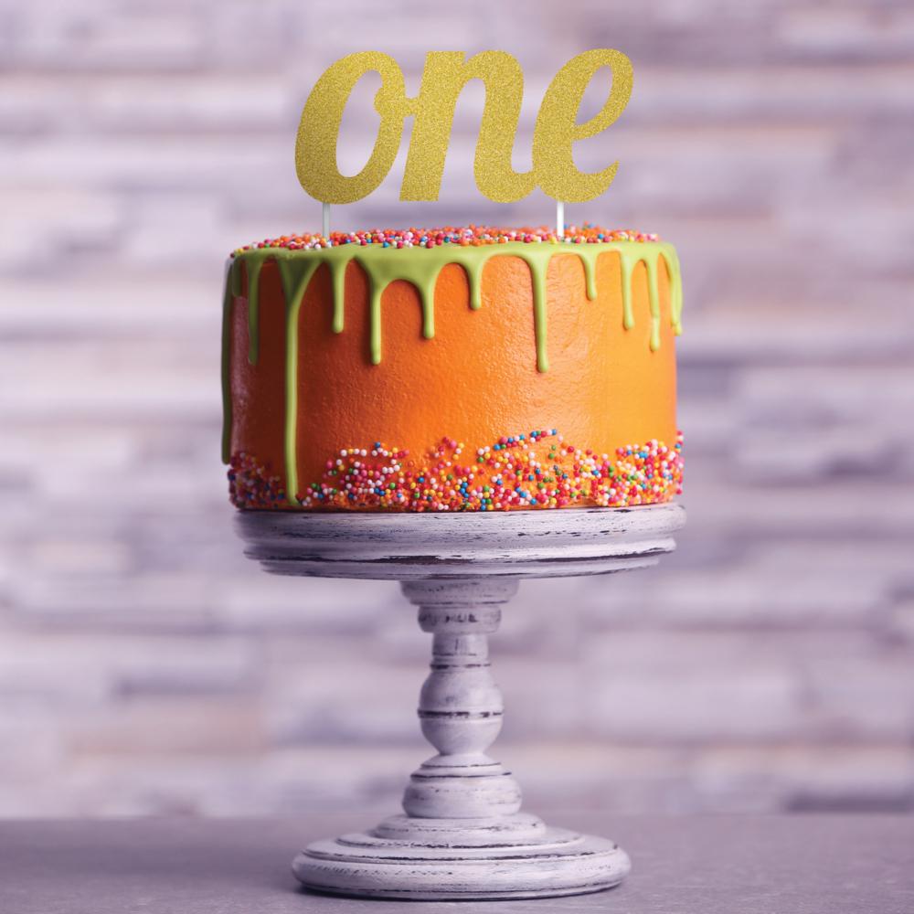 12ct Bulk Gold "One" Birthday Cake Toppers