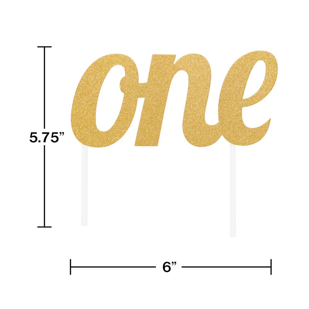 12ct Bulk Gold "One" Birthday Cake Toppers