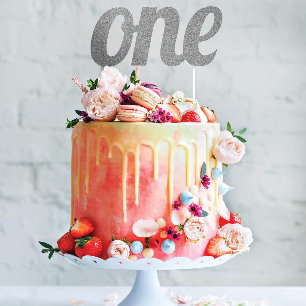 12ct Bulk Silver "One" Cake Toppers