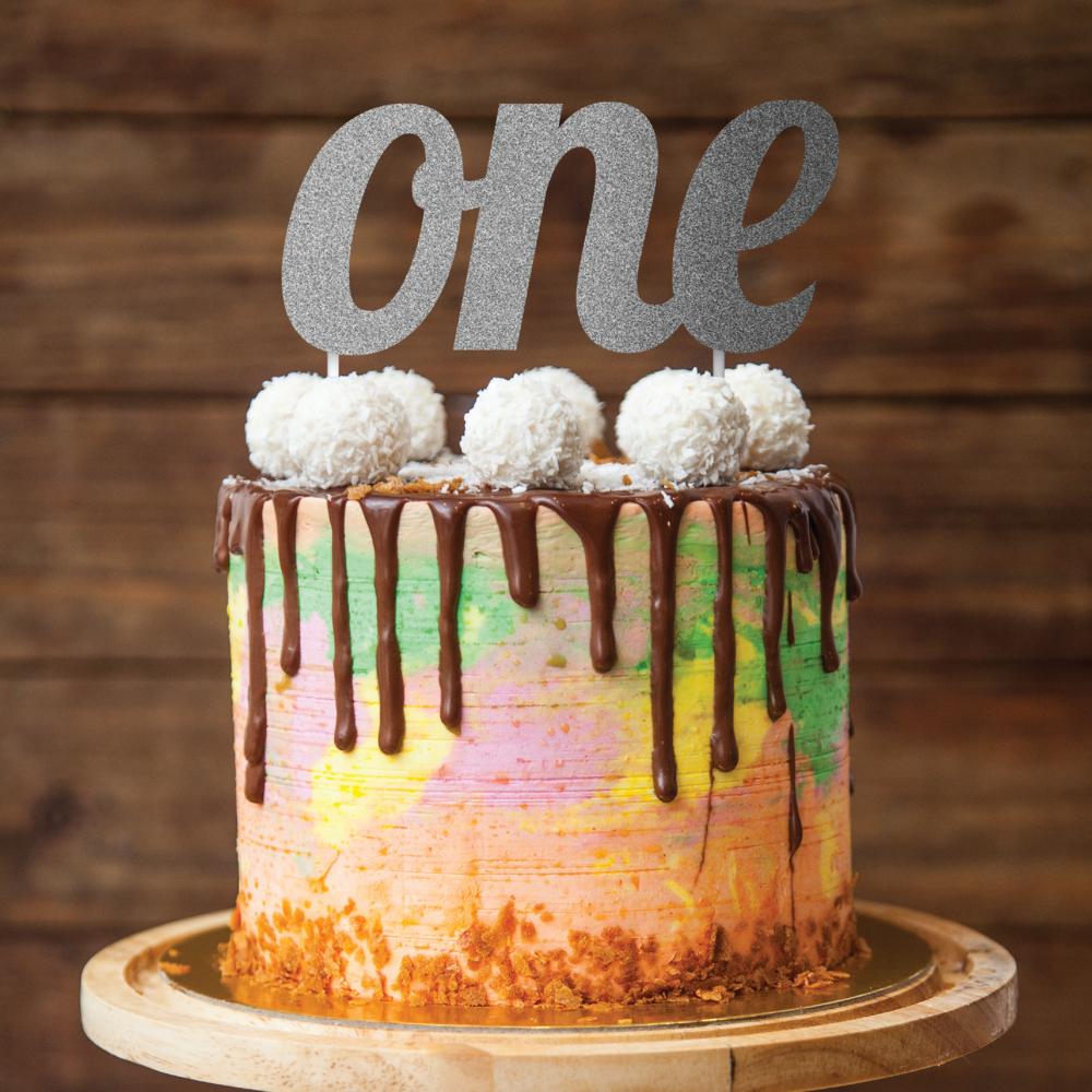 12ct Bulk Silver "One" Cake Toppers