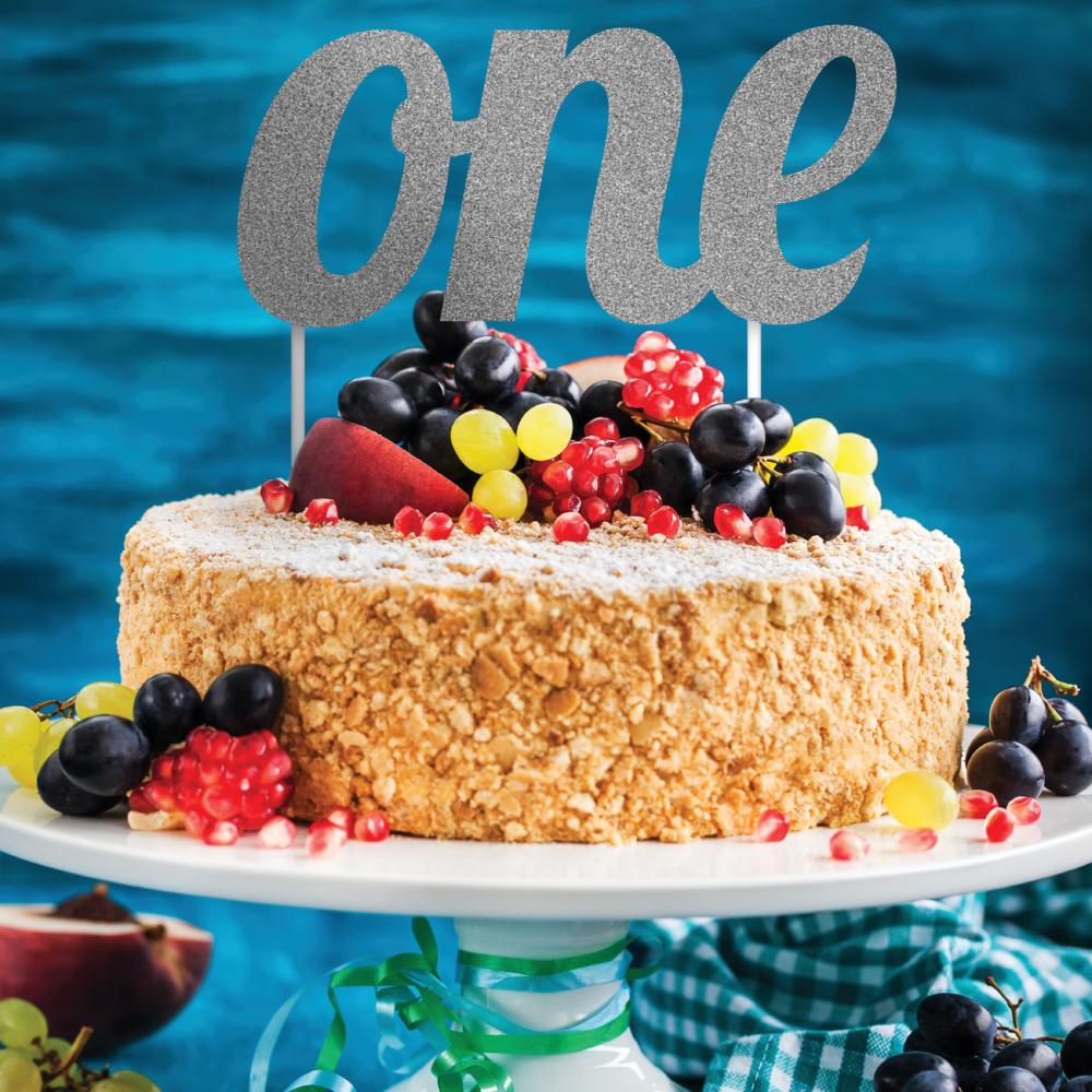 12ct Bulk Silver "One" Cake Toppers