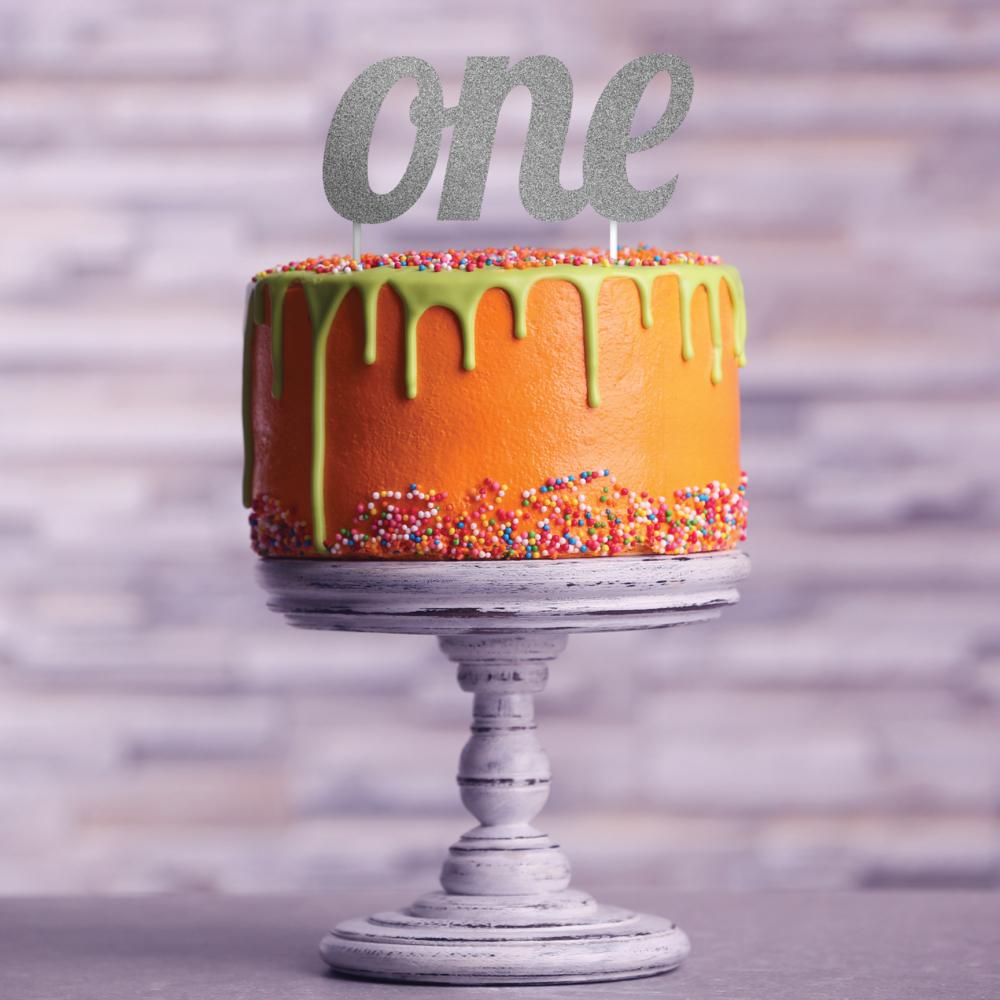 12ct Bulk Silver "One" Cake Toppers