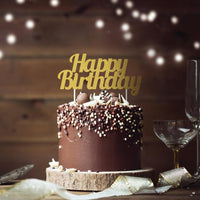 Gold Glitter Happy Birthday Cake Topper Party Decoration