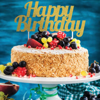 Gold Glitter Happy Birthday Cake Topper Party Decoration