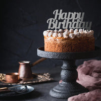 Silver Glitter Happy Birthday Cake Topper Party Decoration