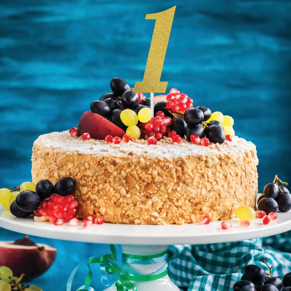 12ct Bulk Gold Number One Cake Toppers