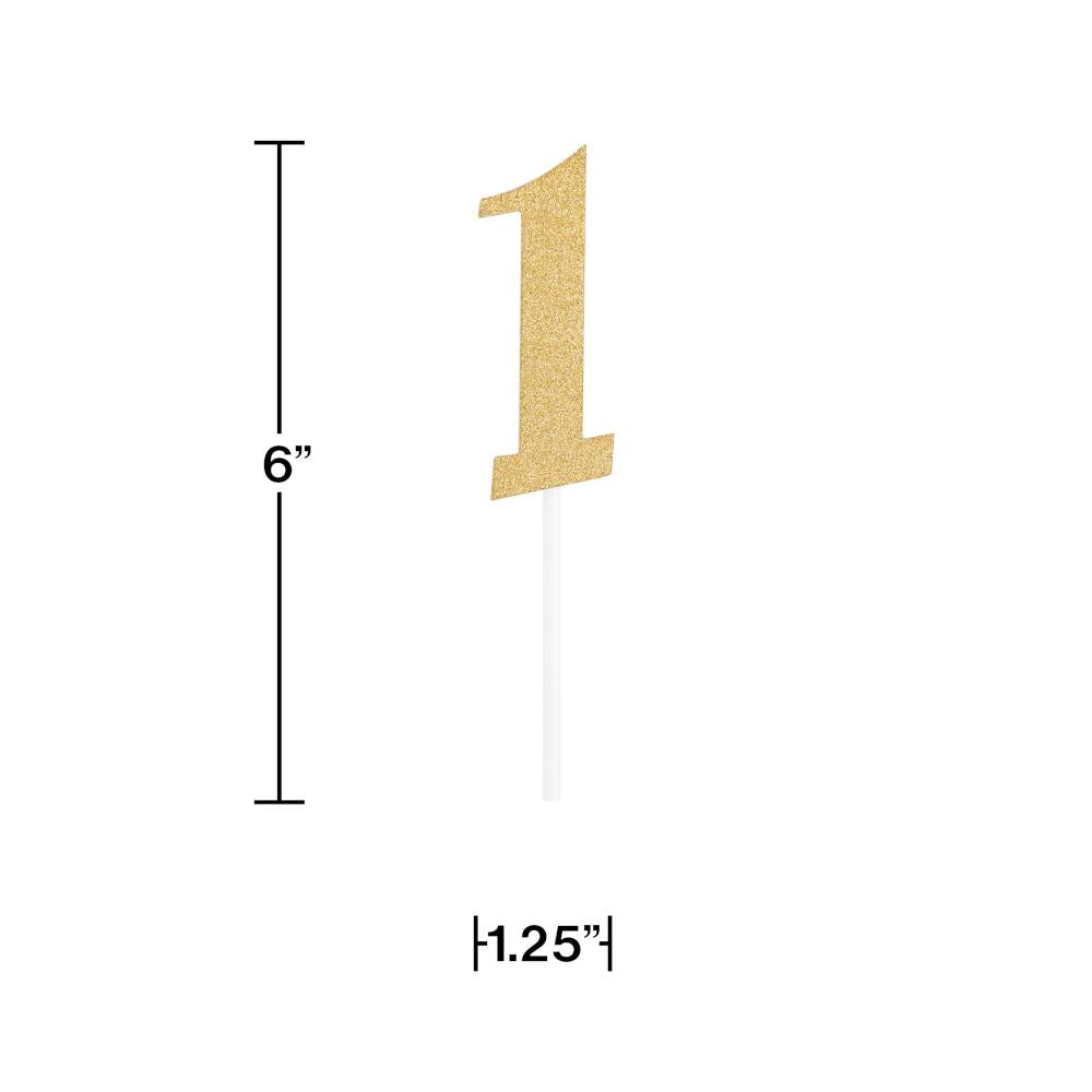 12ct Bulk Gold Number One Cake Toppers