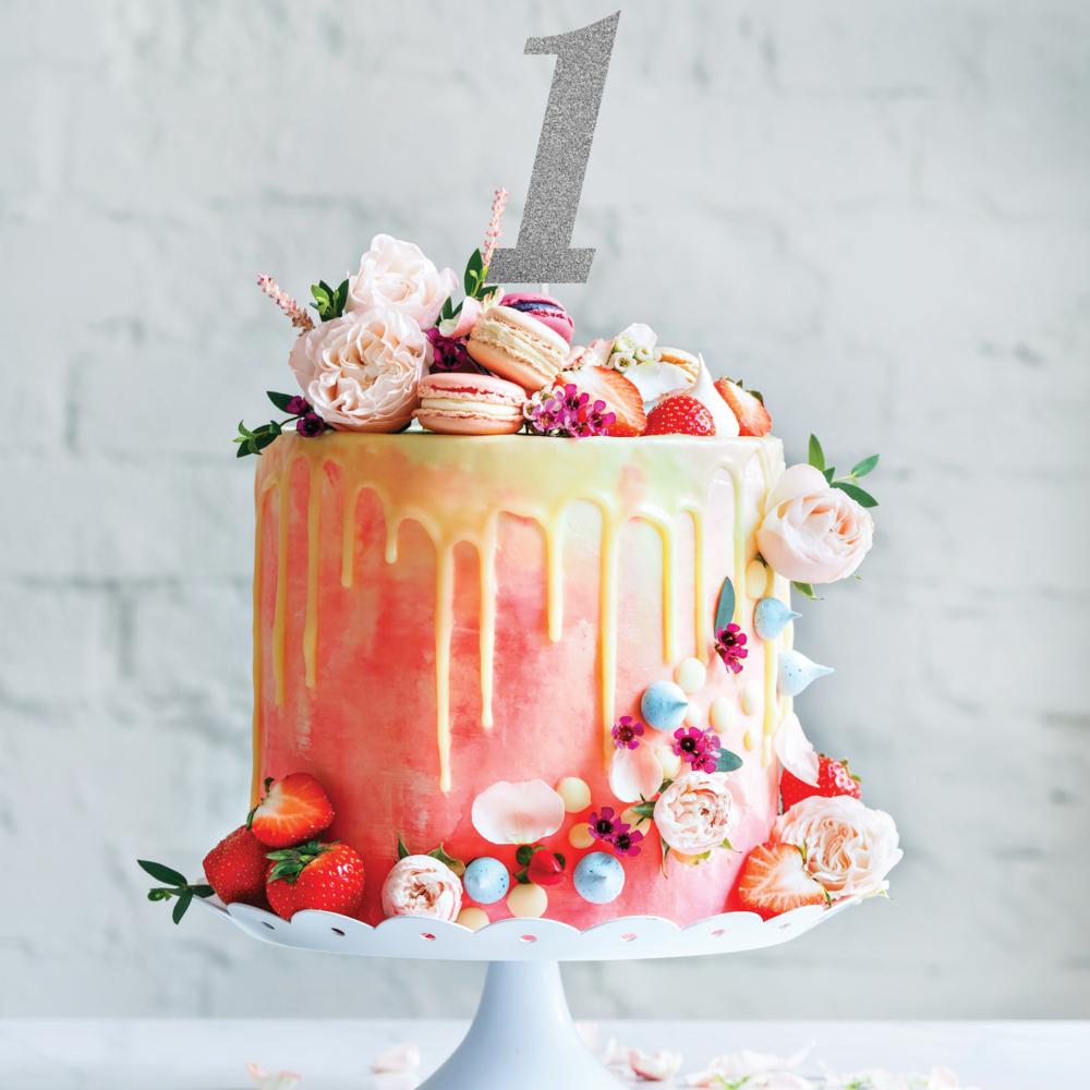 12ct Bulk Silver Number One Cake Toppers