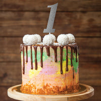 12ct Bulk Silver Number One Cake Toppers