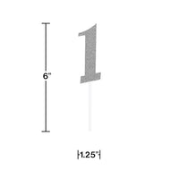 12ct Bulk Silver Number One Cake Toppers